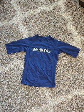 Billabong Blue Short Sleeve Rashguard with White Logo